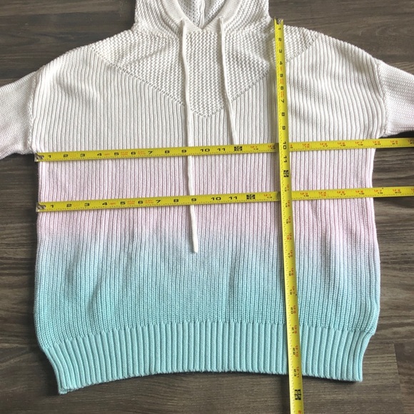 Anthropologie Ombré Sweater Hoodie Pink Blue Large Cotton Blend Pullover - Picture 13 of 14